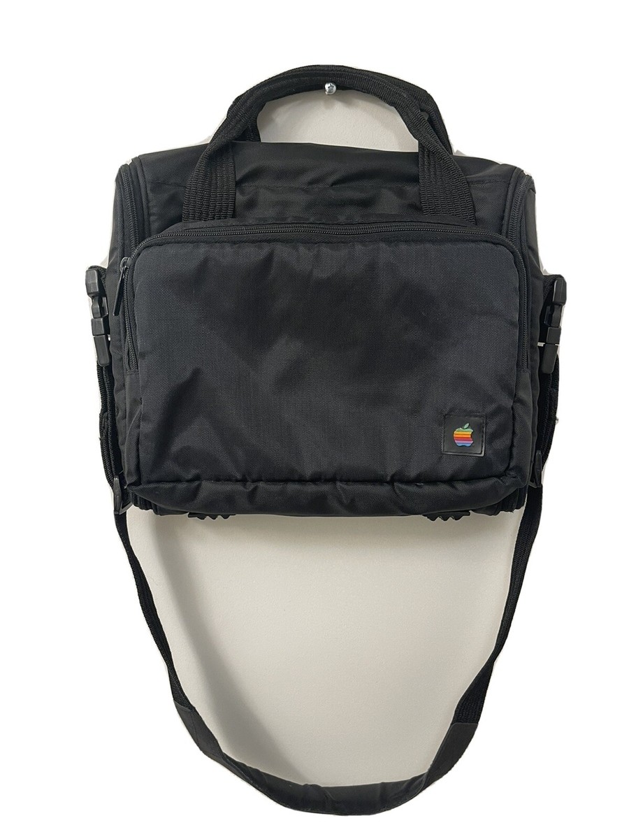 Vintage 90s Apple Rainbow Logo Small Black Messenger Bag