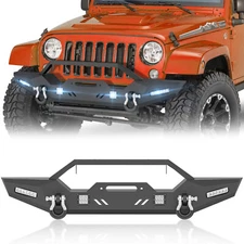 For 2007-2018 Jeep Wrangler JK 2/4 Doors Front Bumper With Winch Plate & D-rings