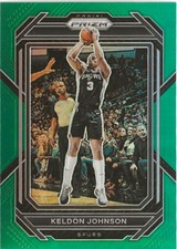 2023-24 Panini Prizm Keldon Johnson #82 Green Prizm SP San Antonio Spurs