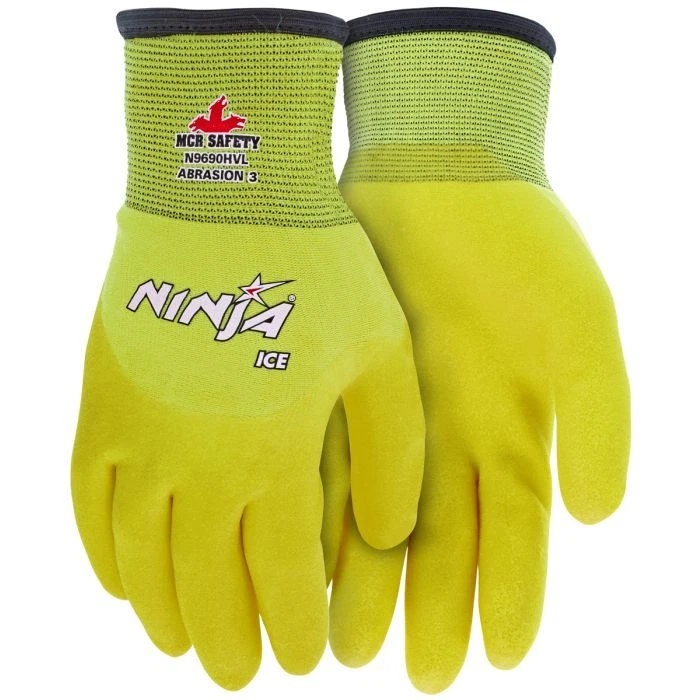 2- GUANTES DE TRABAJO HI VIS Ninja Ice Aislados Clima Frío Cálidos Invierno Recubiertos de Palma  Foto 3 de 4