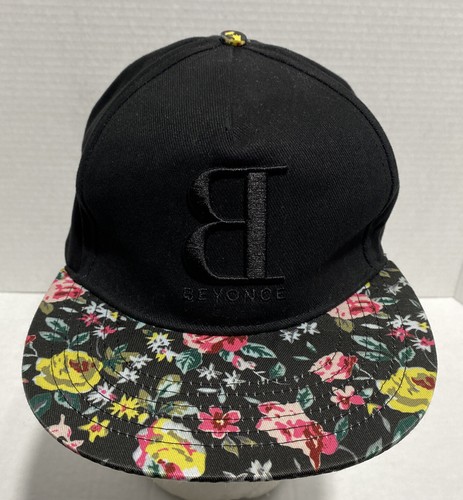 Beyonce B Flowers Brim Hat Cap Black 