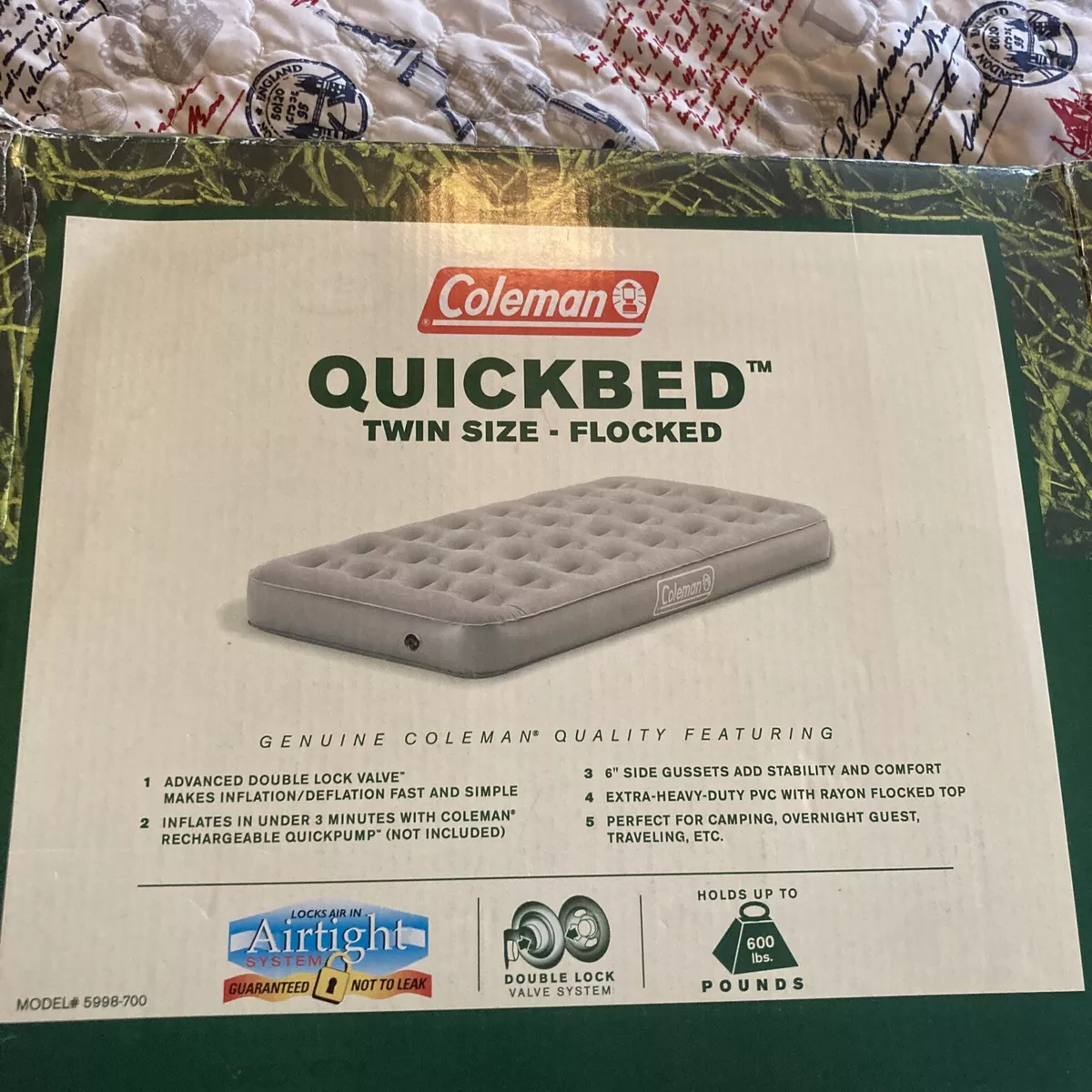 Coleman Quickbed Inflatable Air Mattress Twin .With Quick Pump L K