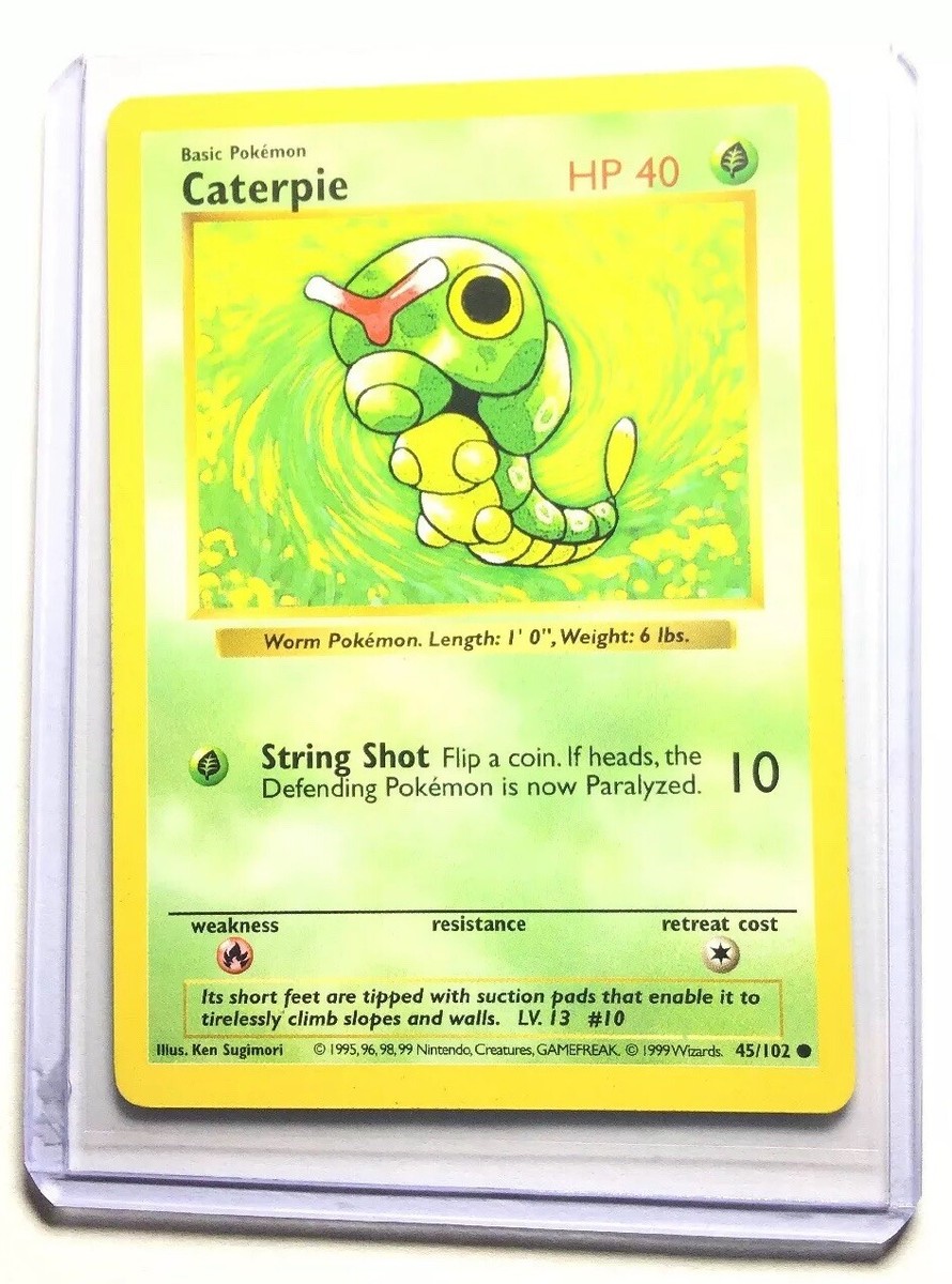 CATERPIE - 45/102 - SHADOWLESS Base Set - Pokemon Card - EXC / NM