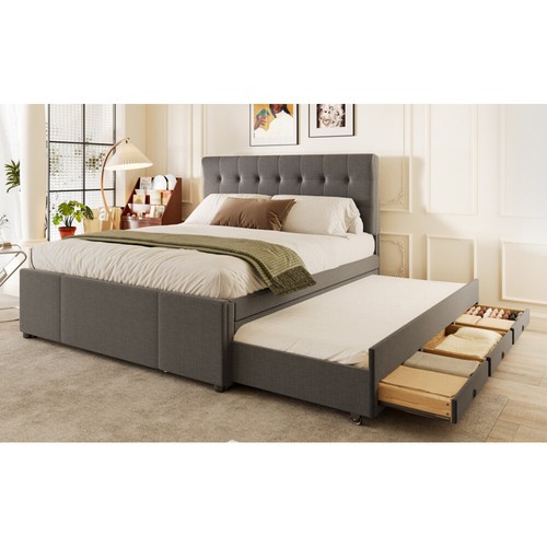 Polsterbett, 140x200, Doppelbett, Familienbett, ausziehbares Bett, Ohne Matratze - Bild 18 von 22