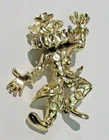 VTG DANCING CLOWN CIRCUS Big 2" Brooch Pin all gold tone metal Costume Jewelry