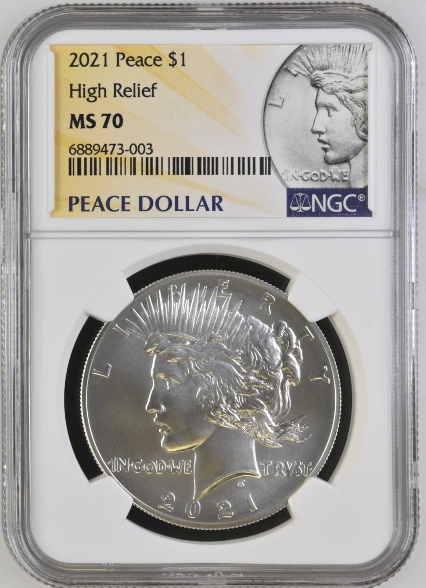 1本のみお安く⭕️2,800円OFF◎Volan◎MOON FLEX 3◎10 2021 - HIGH RELIEF PEACE SILVER DOLLAR - NGC MS70 - 100th