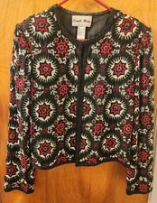 Vintage Camille Marie Designer Boho Beaded And Embroidered Jacket Sz Small Lined