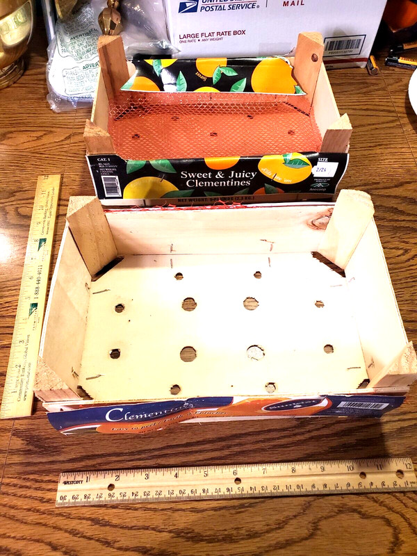 LOT of 2 Clementines Wood Fruit Crate Boxes with Paper Label SUNKIST, SEE PICS!!