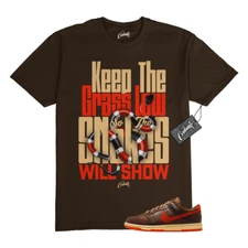 Dunk Low Light British Tan Sesame Picante Red Cacao Wow T Shirt to Match GRASS