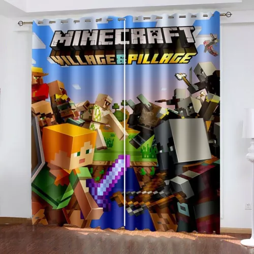 Tende camera da letto bambini videogioco 3D Minecraft anello oscurante decorazione porta protezione UV - Foto 16 di 20