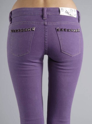 Jeans skinny bianchi NYC skinny classici con borchie accenti viola nuovi con etichette nuovi - Foto 3 di 5