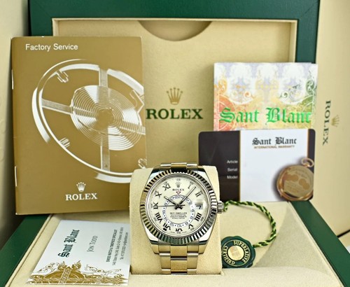 ROLEX - 42mm 18kt White Gold Sky Dweller Ivory Roman 326939 - ...