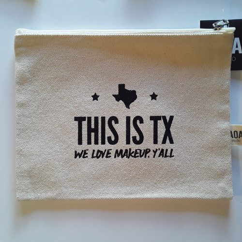 Bolsa de Maquillaje Lote de 3 "ESTE ES TX NOS ENCANTA EL MAQUILLAJE Y'ALL" 6 1/2"x 8" Lona Cremallera - Imagen 2 de 9