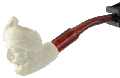 Paykoc Genuine Block Meerschaum Full Bent White Mini Sultan Pipe With Case 5325K