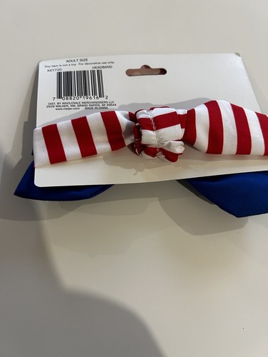 NWT 4th of July Patriotic Soft Headband Wrap Bow Red White Blue Stripes Cute - Picture 4 of 5