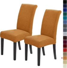 Howhic Stretch Chair Covers for Dining Room Set of 2, Removable 2 pack, Gold 