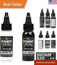 Versatile 1oz Tattoo Ink Set: Bold Black Bright White for Stunning Designs