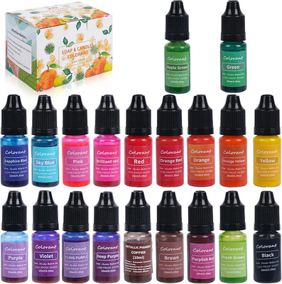 20 Vibrant Colors Candle Dye - Highly Concentrated Liquid Candle Colorant for So