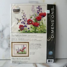 Dimensions Hummingbird & Poppies Counted Cross Stitch Kit Garden Cottage NEW