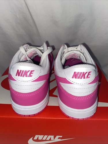 Little Kid's Nike Dunk Low White/Laser Fuchsia (FB9108 102) - Picture 3 of 10