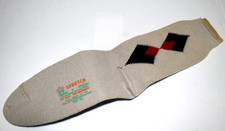 Argyle Socks VTG Stretch Socks 50s Sand with Red Black Mirror Argyle 10-13 New