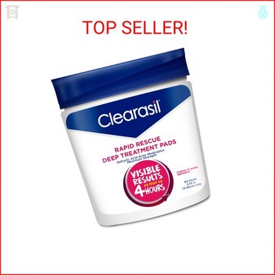 Clearasil Rapid Rescue Deep Treatment Acne Face Pads, Maximum Strenght with 2% S