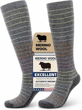 Merino Wool Compression Socks for Women  Men, 20-30 mmHg Knee High Dryarn Socks