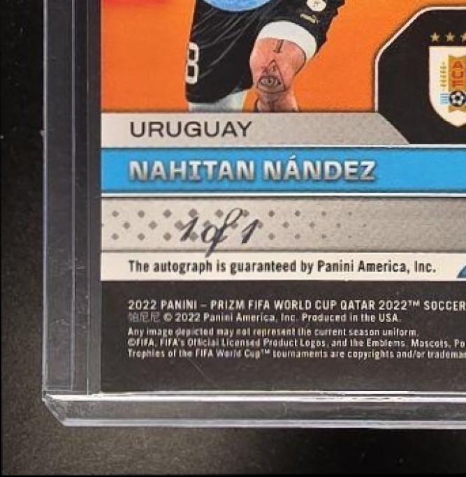 Nahitan Nandez 2022-23 Panini Prizm World Cup International Auto Black 1/1 BH view 8