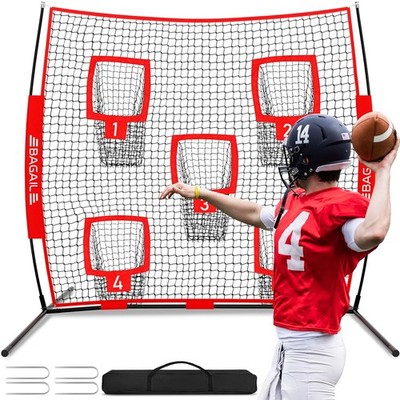 Football QB Accuracy Trainer Net - 7x7ft Target Practice with Carry Bag