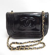 CHANEL CC Patent Leather Double Chain Shoulde...