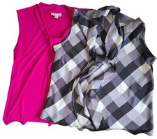 Dana Buchman & Nine West Women's Sleeveless Blouses Tunics Top Knot Tie Size L