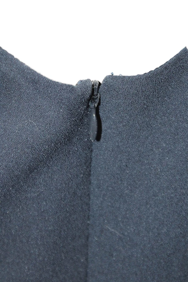 Vestido midi para mujer Raoul cuello redondo sin mangas con volantes azul marino talla 8 Foto 4 de 4