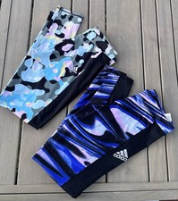 Adidas Leggings 2 Pairs L  XL Colorful Camo Blue Swirl