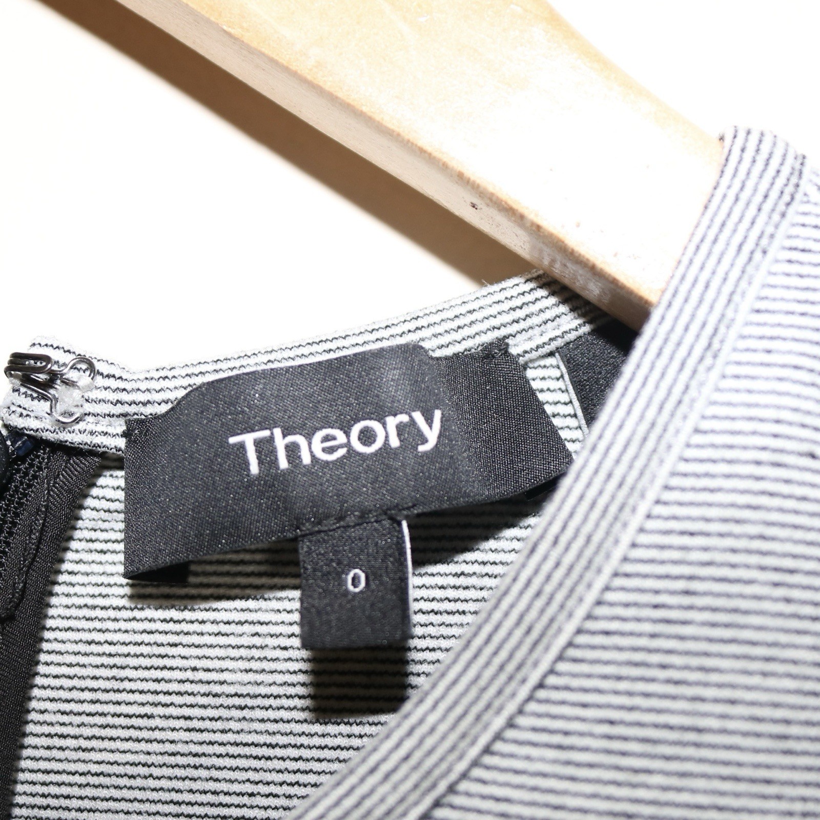 Theory Essential Flare Dress in Fixture Ponte Stripe (Black/White) Size: 0 thumbnail 6