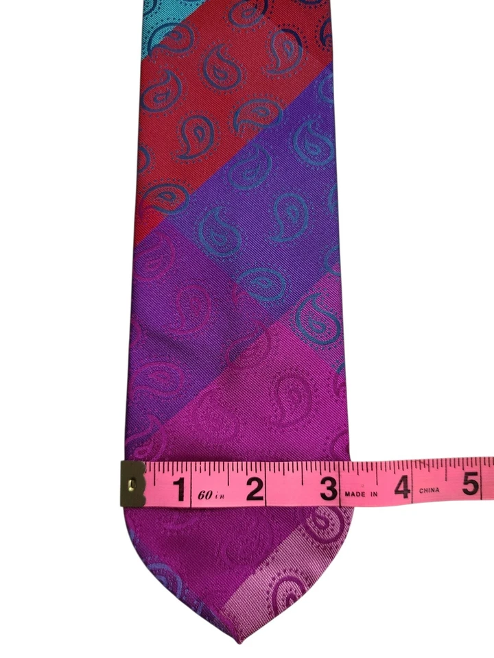 A1) CORBATA DOLCEPUNTA MULTICOLOR PAISLEY 100% SEDA HECHA EN ITALIA Foto 4 de 4