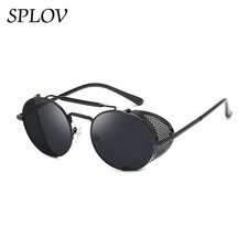 Retro Gothic Steampunk Sunglasses Black, Gold Polarized Metal Frame Glasses