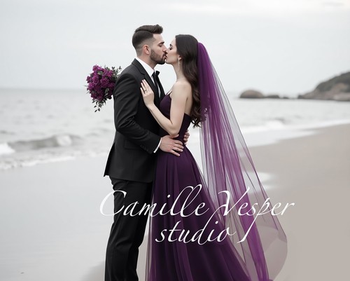 Plum wedding veil - single layer - Picture 14 of 14
