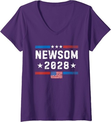 Newsom President Election Campaign Newsom Design Ladies' V-Neck Tshirt