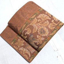 Brown Silk Kimono Obi with Gold Thread, Six-Panel Arabesque Pattern, Used