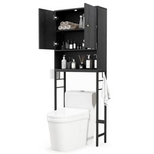 Over The Toilet Storage Cabinet Free Standing Toilet Rack w/ Adjustable Shelf