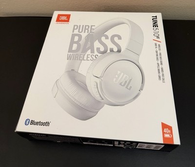 JBL Tune 510BT Wireless Headphones, Bluetooth, USB-C, Foldable, White, Over-Ear