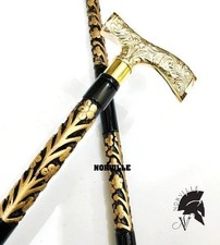 Vintage Designer Wooden Cane Walking Stick W/Brass Handle For Men Women Gift