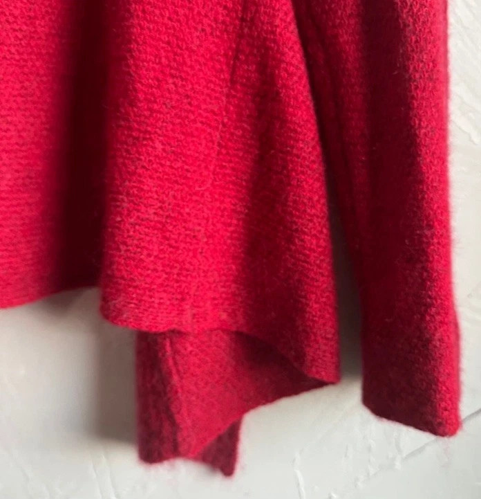 Cárdigan tejido frontal abierto rojo lana/mohair cápsula minimalista Eileen Fisher talla s Foto 4 de 4