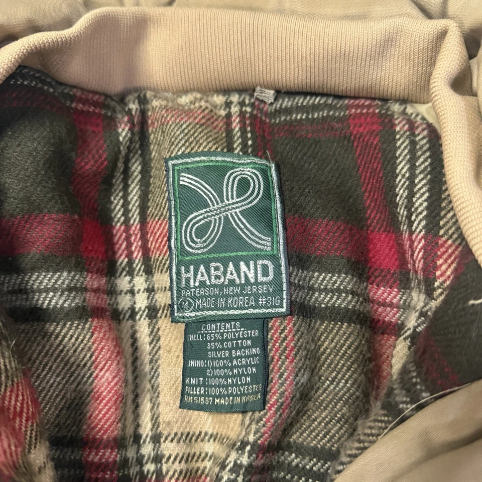 Casaco de trabalho vintage Haband Field masculino bege médio forrado xadrez anos 90 Coreia - Imagem 2 de 4