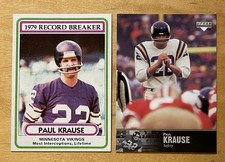Paul Krause Lot Of Two 1980 Topps & 1997 Upper Deck Minnesota Vikings NM-MT