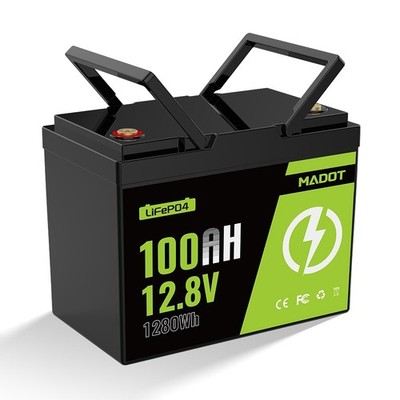 12V 100AH LiFePO4 Lithium Battery Deep Cycle BMS for Solar Panel RV Off-grid