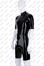 Latex Rubber Gummi short sleeves Catsuit leotards bodysuit customized 1004