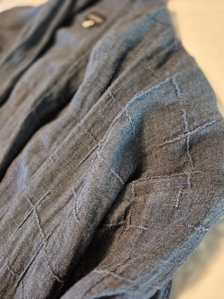 Eskandar Blue Linen Open Front Jacket Women’s Size 1 Duster Cardigan - Image 4 of 4