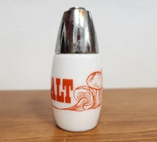Mushroom Salt Shaker Milk Glass Gemco Westinghouse Orange Chrome Top SALT ONLY