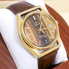RADO Elegance Quartz Watch Tiger Eye Dial Date Leather RADO,16695